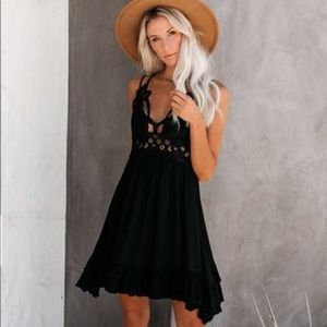 Crochet lace ruffle dress